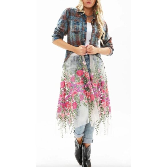 NEW Aratta Silent Journey Womens Small Anastasia Maxi Duster Shirt Embroidered - Picture 3 of 16